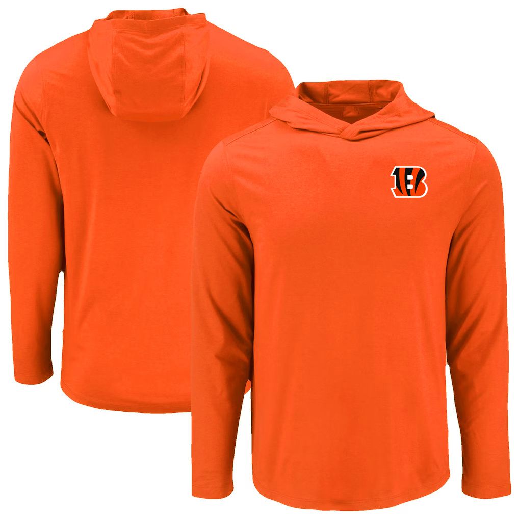 Men 2026 NFL Cincinnati Bengals Hooded long sleeved T-shirt orange 06